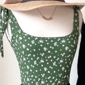 Olive Floral Tie Strap Bodysuit